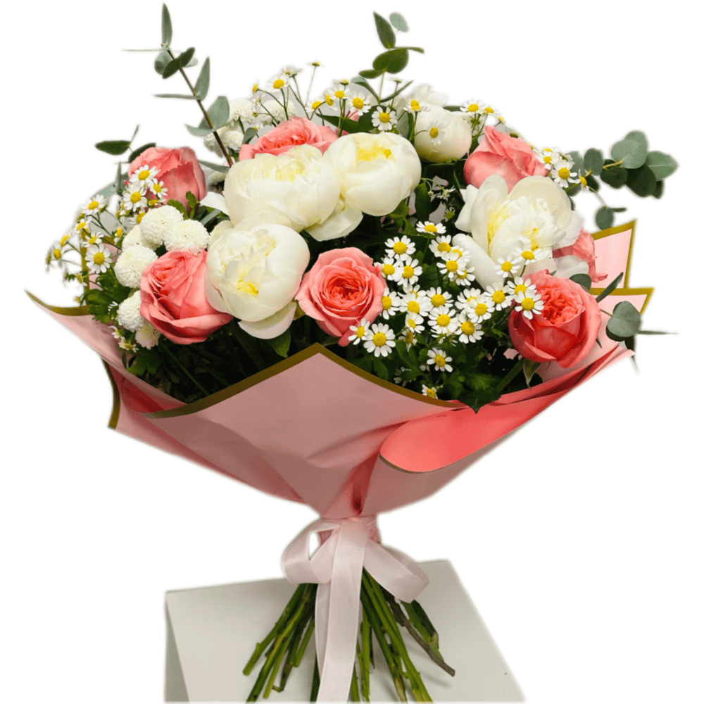 Bijunu ir roziu puokste — InFlowers